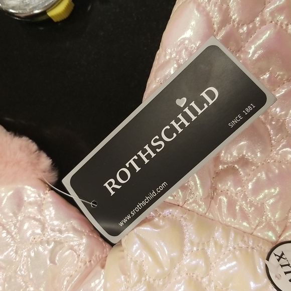 💕ROTHSCHILD Faux Fur Trimmed Quilted Heart Pram Blush Iridescent 3/6 Months NWT - Picture 9 of 11